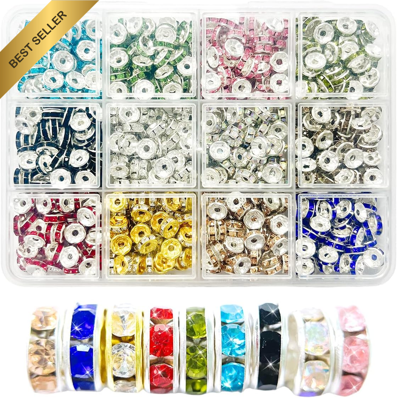 Rhinestone Spacer Beads, 720 PCS Crystal Beads Jewelry Bead for Jewelry Making N