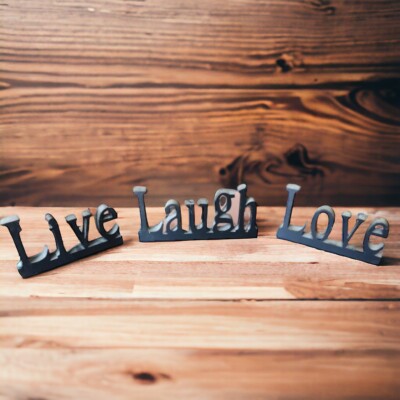 3pcs LIVE LOVE LAUGH Wooden Letters Black Decoration Block Decor Rustic Family