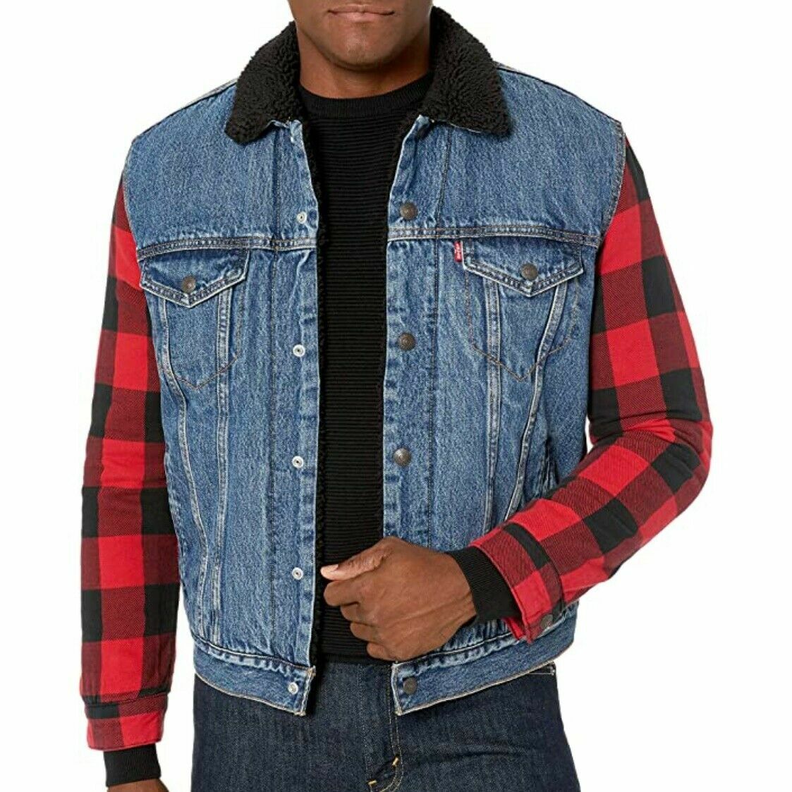 Мужская фланелевая куртка Levis Hybrid Sherpa Denim Trucker, размер 2XL 773770000