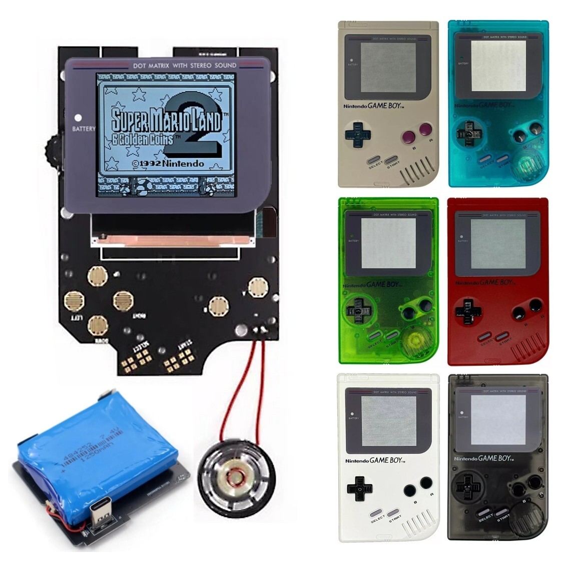 Game Boy DMG Laminated IPS Kit w/ Shell & USB-C LiPo Battery Gameboy *NO SOLDER*