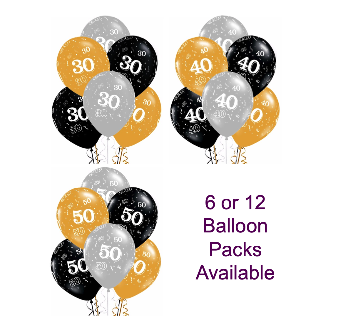 30th Birthday Party Decorations Hanging Strings Pack Of 6 Black Silver For Sale Online Ebay