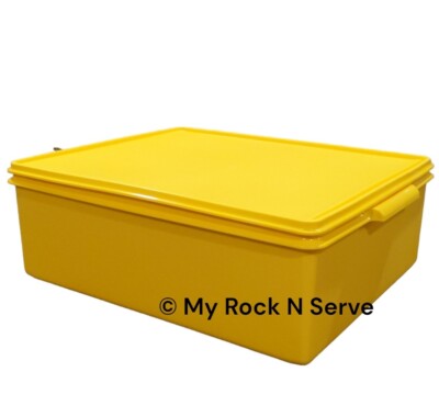 TUPPERWARE  JUMBO STORAGE RECTANGULAR BOX 20 L/80 CUPS-IN YELLOW   COLOR