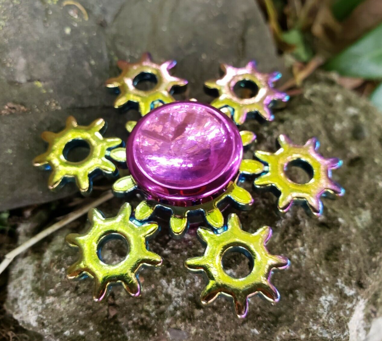 Rainbow Gear Metal Fidget Spinner Toy Boys Girls Kids Adults ADHD Focus