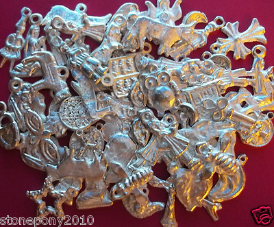 100 Milagros Charms Mexican Folk Art Shiny SILVER Exvoto Nicho Retablo #2