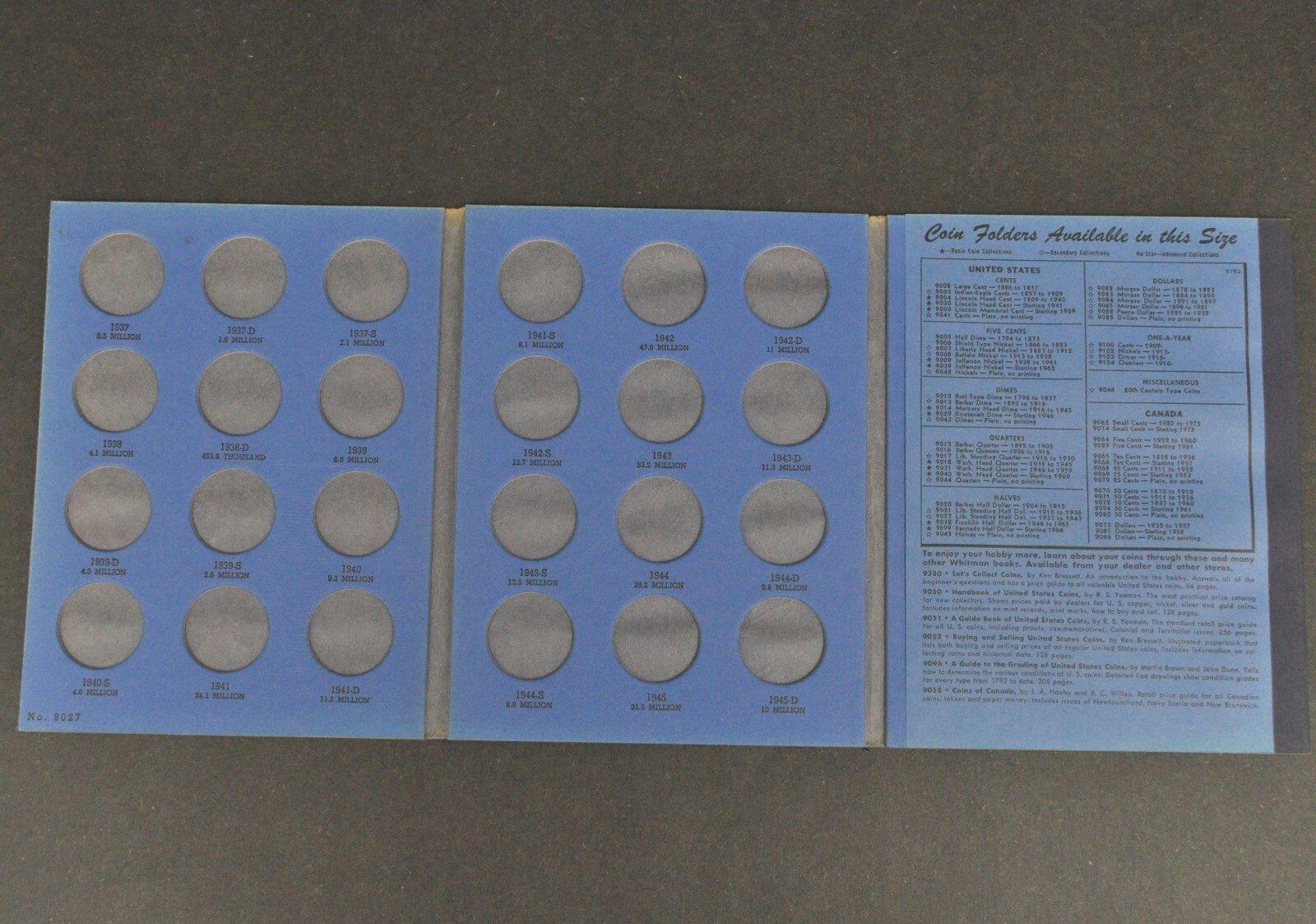 Vtg Liberty Walking Half Dollar Coin 1937 to 1947 Whitman Book Album Folder Only