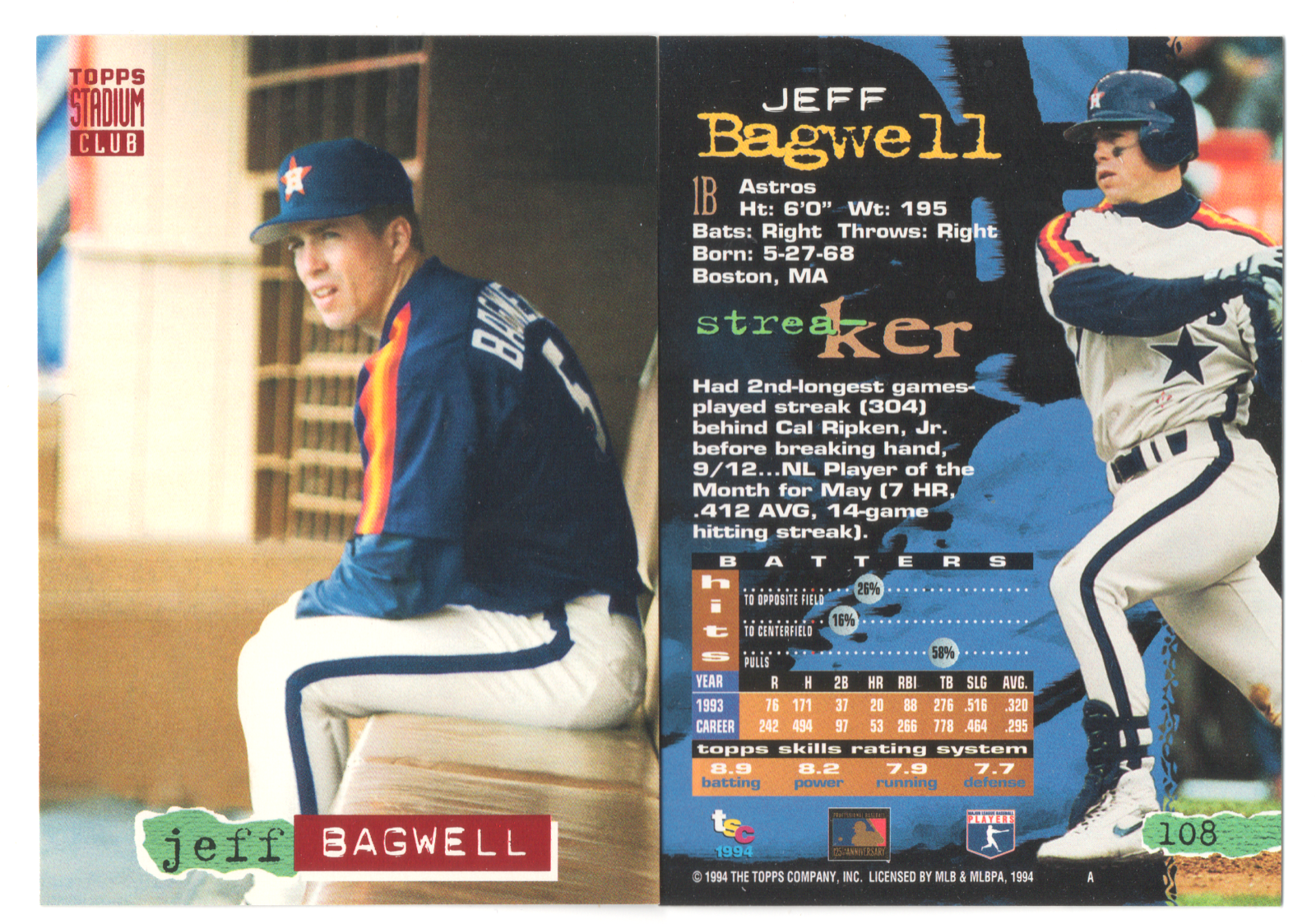 1994 Topps Stadium Club - #108 - JEFF BAGWELL | eBay