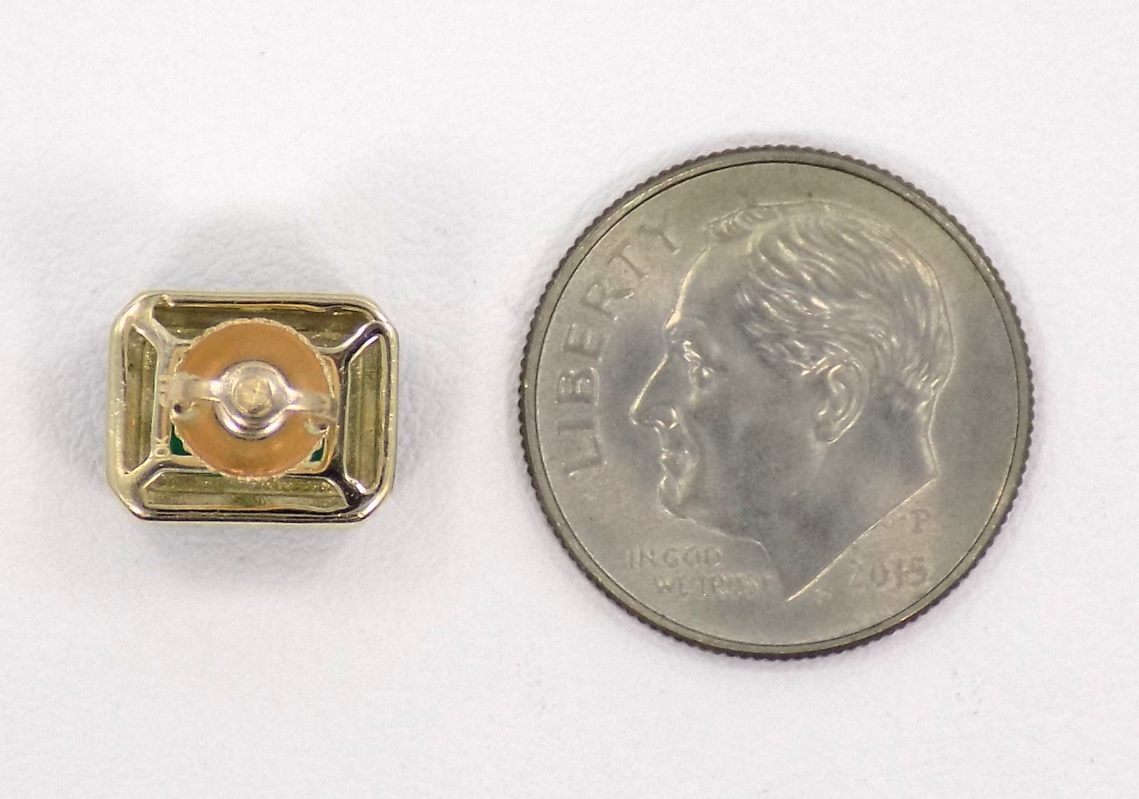 10k Solid Yellow Gold Emerald Green CZ Halo Screw Back Pierced Earrings