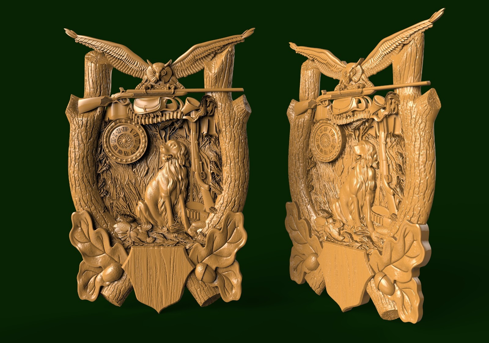 3D STL Model HUNTING CLOCK 4 for CNC 3D Router 3d Printer Carving Aspire Artcam