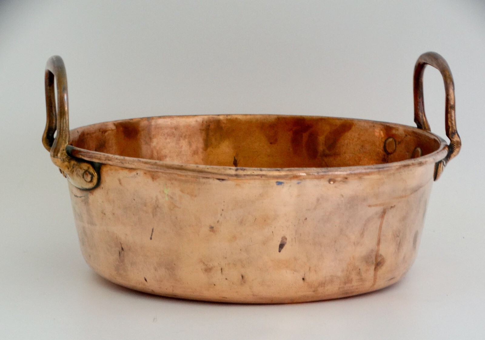 19th-Century Large French Copper Pan with Handles Large