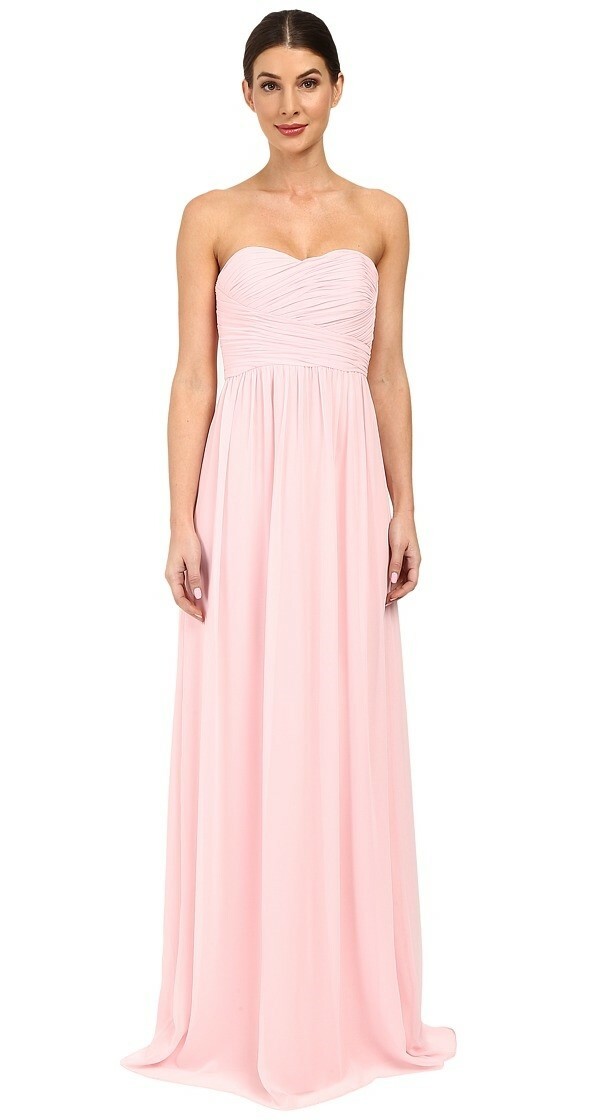 Donna Morgan 241221 Womens Strapless Chiffon Gown Maxi Dress Blush Size 14