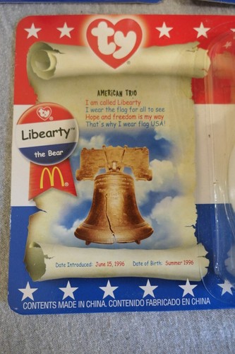 McDonalds TY Teenie Beanie Babies 2000 American Trio Set Lefty, Libearty, Righty