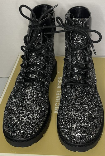 MICHAEL KORS womens Alistair Bootie Chunky glitter combat MICHAEL KORS womens Alistair Bootie Chunky glitter combat