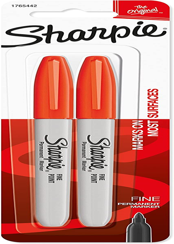 SHARPIE Permanent Markers, Fine Point, Orange, 2 Count