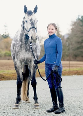 Kerrits Kid Rail Side Quarter Zip Fleece Tech Top Blue Equestrian Horse Riding L