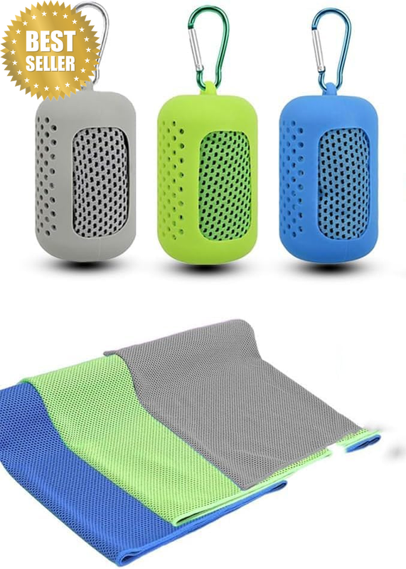Silicone Set Cooling Towels, 3 Piece Portable Silicone Cooling Towel Soft Microf