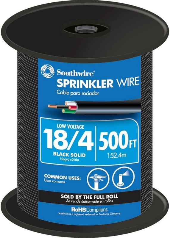 49276945 500 Ft. 18/4 Black Solid Copper UL Burial Sprinkler System Wire