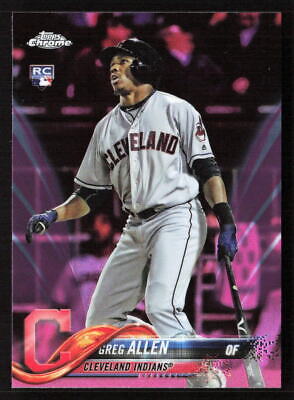 2018 Topps Chrome Greg Allen Pink Refractor Rookie Card RC #84 Indians. rookie card picture