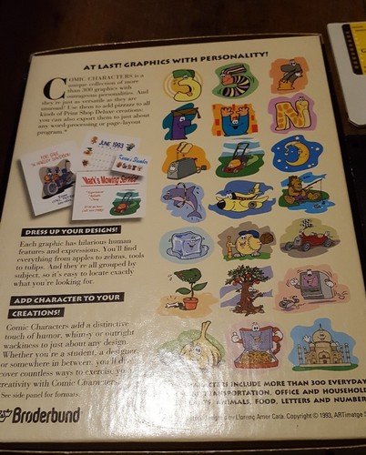 Print Shop Deluxe Comic Characters Broderbund Software  Big Box Tandy IBM