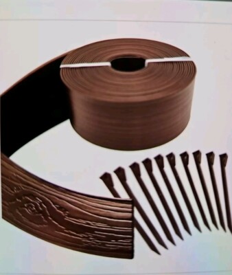 Terrace Board 5 in. x 40 ft. Brown Landscape Lawn Edging with Stakes