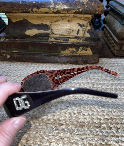 Vintage Dolce & Gabbana BLACK LEOPARD RHINESTONE LOGO
