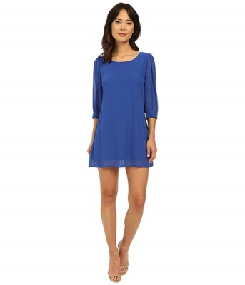Brigitte Bailey 148343 Women's Cesena Lattice Shift Dress Color Cobalt Sz M