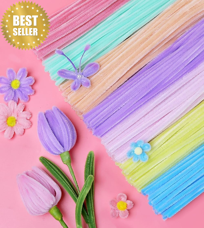 Pipe Cleaners,200Pcs in 6 Colors, Pastel Pipe Cleaners, Macaron Candy Colors, Ch
