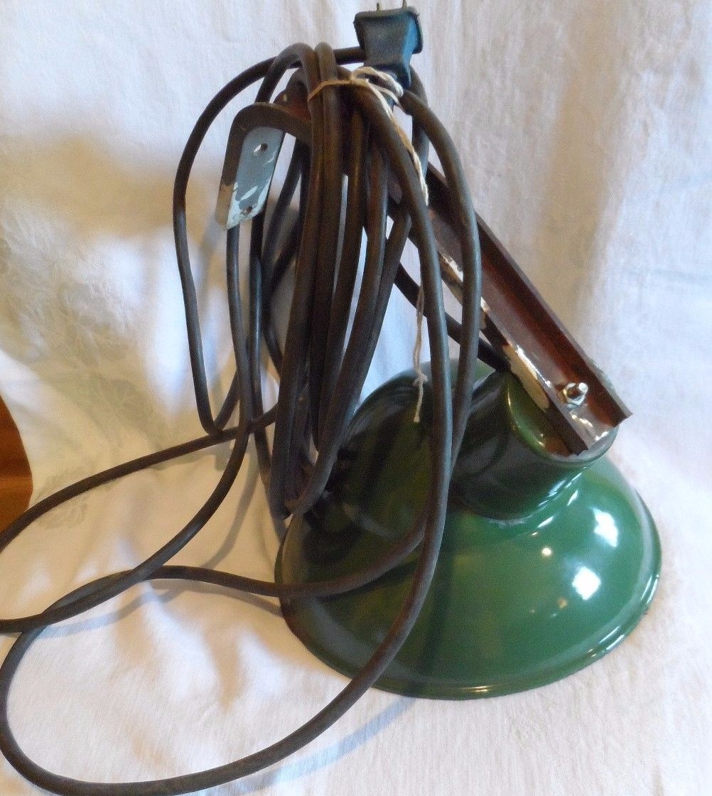Vintage Green Metal Garage Barn Shop Outdoor House Light Fixture Patina retro