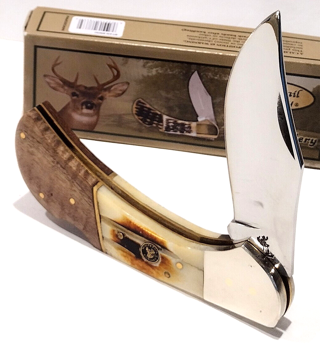 Buck Whitetail Deer 2nd Cut Wood Stag Bone Hunting Skinning Folding Pocket Knife
