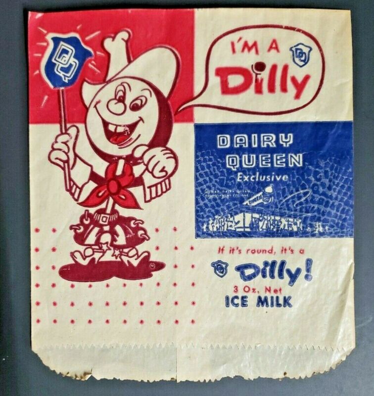 Vintage 1950 Dairy Queen Dilly Bar Bag New Old Stock Stock B5
