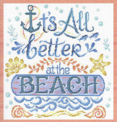 BETTER AT THE BEACH--Ocean--Nautical--Shells-Anchor-Counted Cross Stitch Pattern