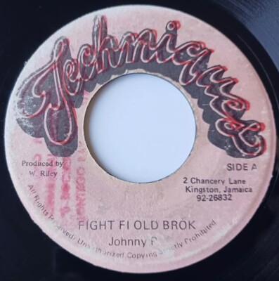 Johnny P - Fight Fi Old Brock Vinyl 45 - 1988 Techniques - Jamaica