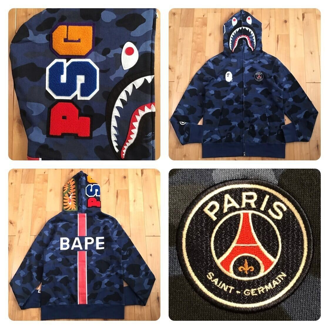 BAPE×PSG シャークパーカー Lサイズ 使用感あり BAPE×PSG シャークパーカー Lサイズ 使用感あり - メルカリ