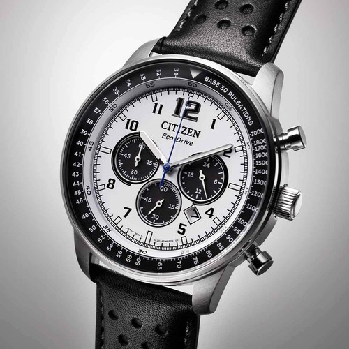 Pre-owned Citizen Eco-drive Ca4500-32a Future Force Chronograph Black Leather