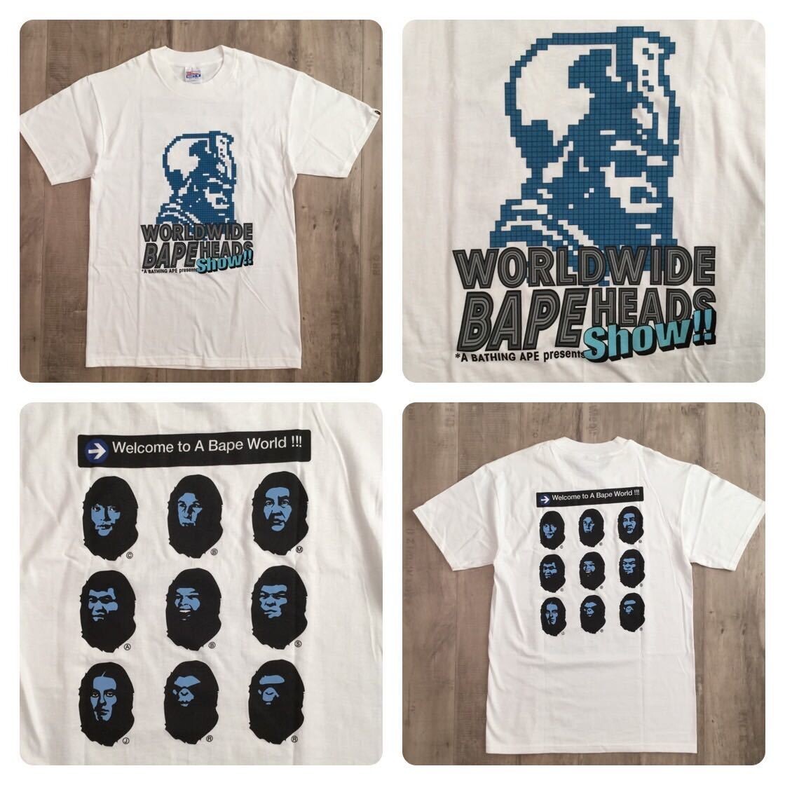 1998 APE HEADS SHOW T-shirt BAPE a bathing ape NIGO White
