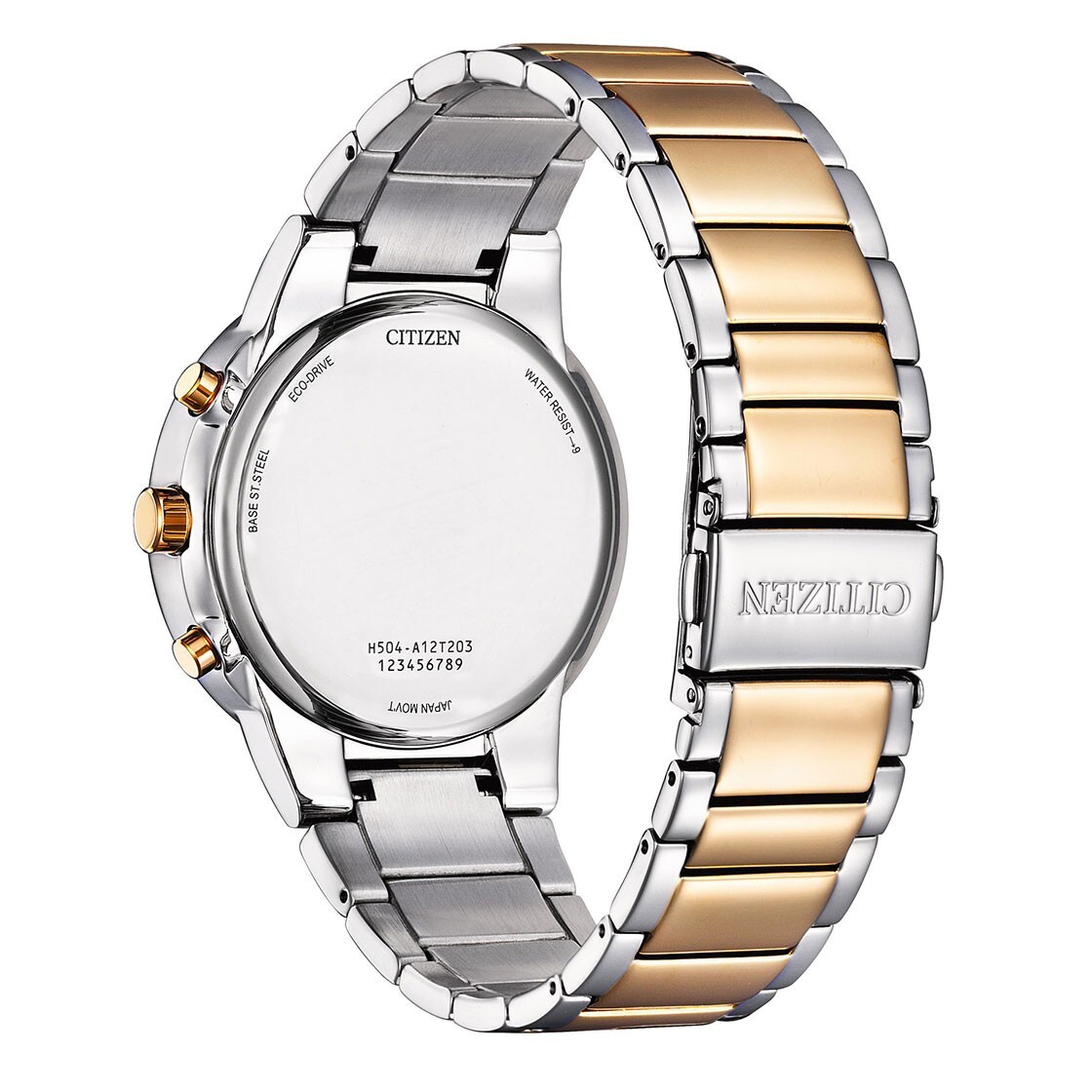Pre-owned Citizen Eco-drive At2244-84x Chronograph Green Analog Rose Gold Tone Men's Watch