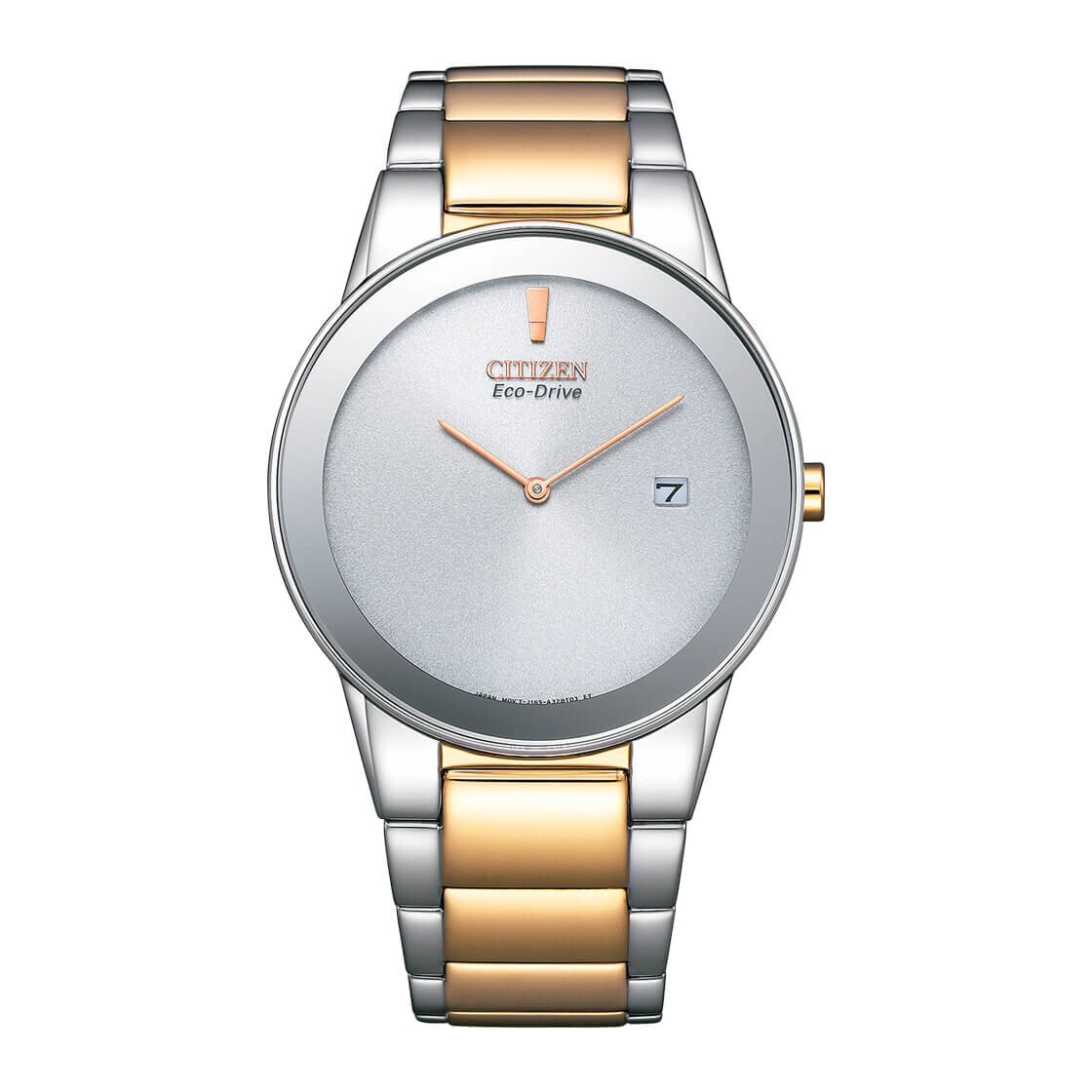 Pre-owned Citizen Eco-drive Au1064-85a Two-tone Rose Gold Stainless Steel Men Solar Watch
