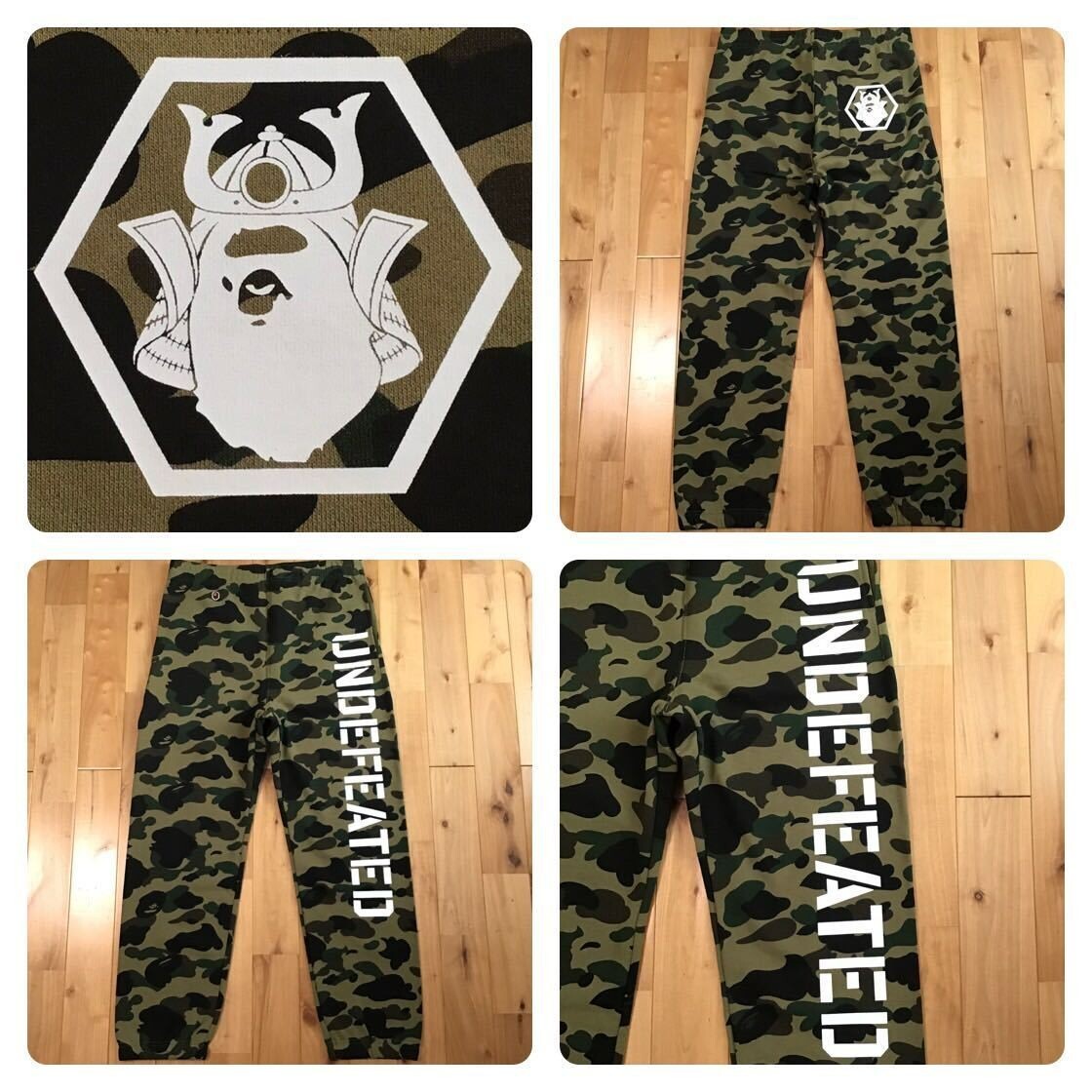 APE BAPE パンツ　長ズボン　緑 BAPE × Undefeated sweat pants 1st camo green Kabuto A