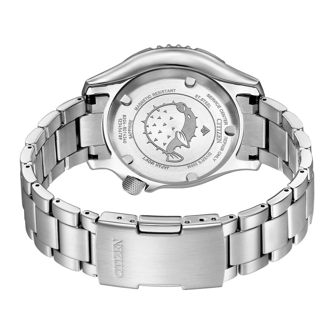 Pre-owned Citizen Promaster Fugu Dive Stainless Steel Men's Watch Ny0130-83e