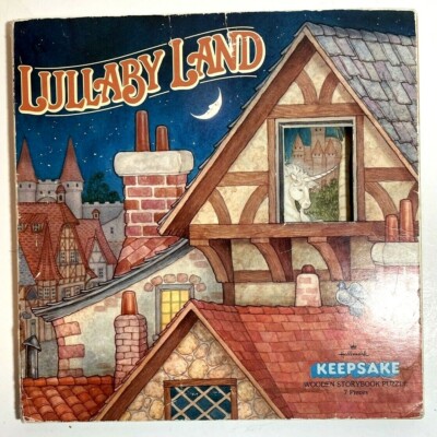 Lullaby Land Hallmark Keepsake wooden storybook puzzle for childrent 7 piece VTG