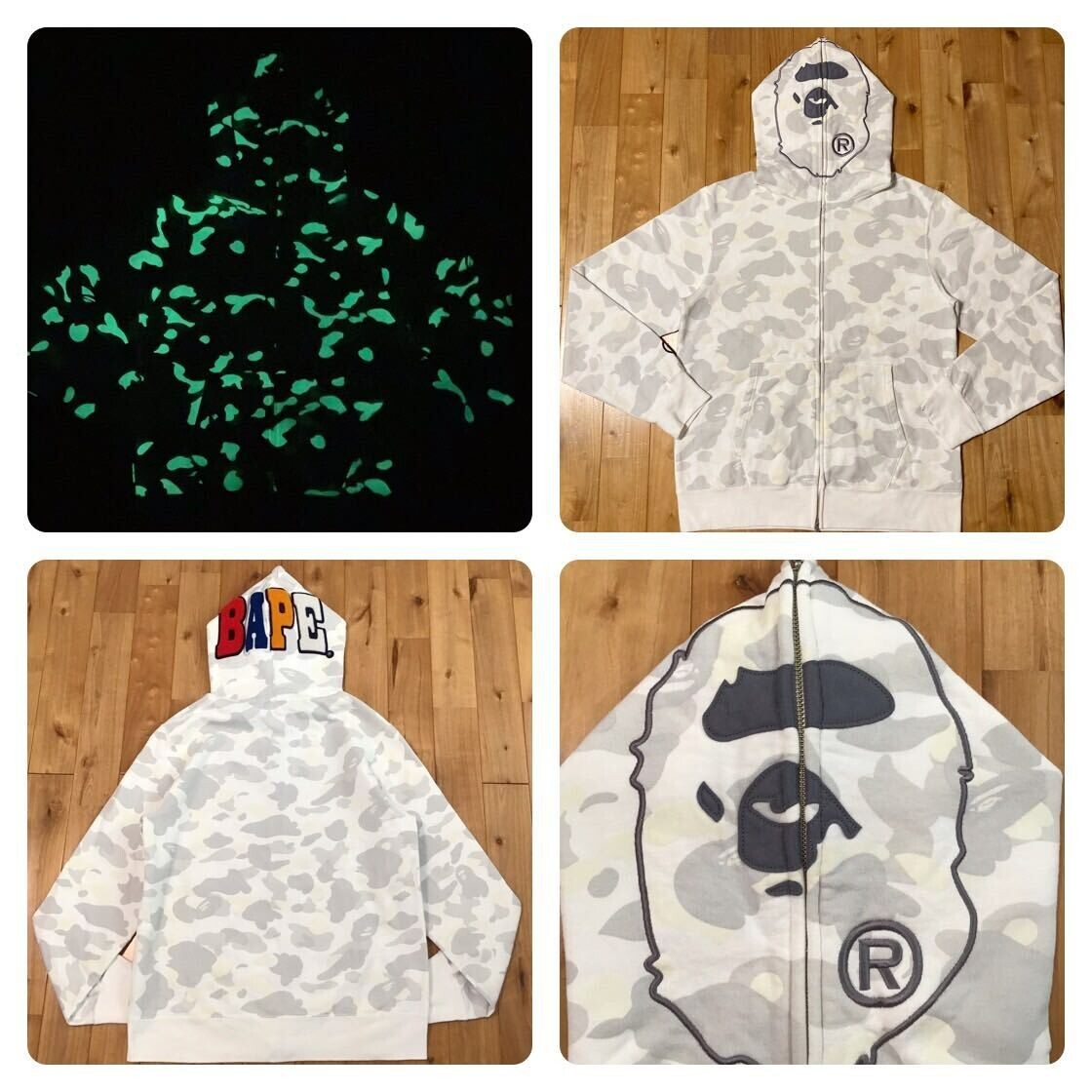 Glow in the dark BAPE city camo ape head full zip hoodie A