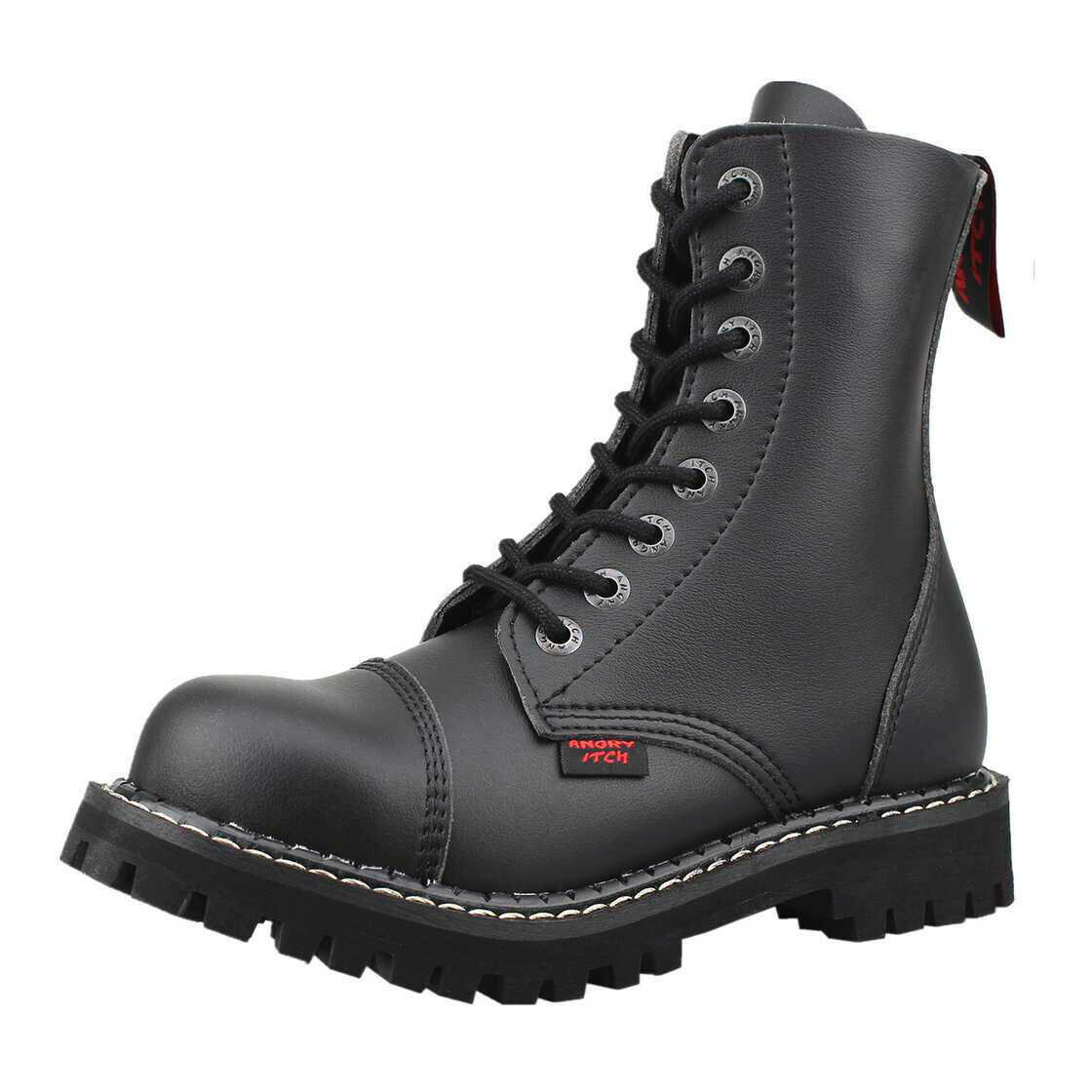 ANGRY ITCH ANGRY ITCH - 8-LOCH GOTHIC PUNK ARMY RANGER ARMEE SCHWARZE VEGANE STIEFEL MIT ST