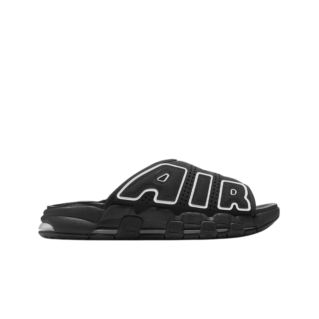 

Кроссовки Nike Air More Uptempo Slide Black White DV2132-001, Black/black/clear/white, Nike Air More Uptempo Slide Black White