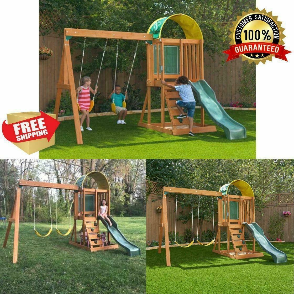 Slide Kids Playground Outdoor Backyard Play W/ Sandbox