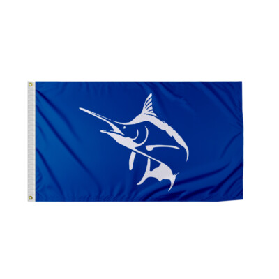 Promo Patriot's White Marlin Novelty Boat Flag 12''x18'' 200D Nylon-Brass Eyelets