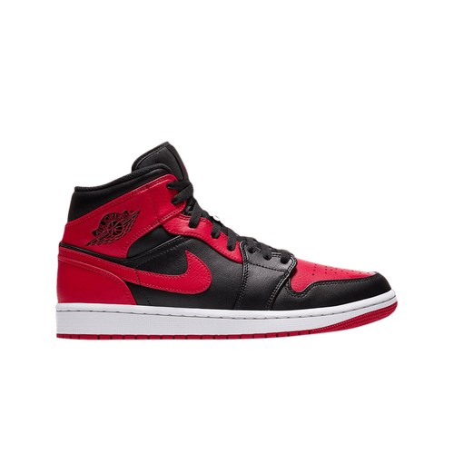 

Мужские кроссовки Jordan 1 Mid Bred Banned 2020 554724-074, Black/gym red-white, Jordan 1 Mid Bred Banned 2020