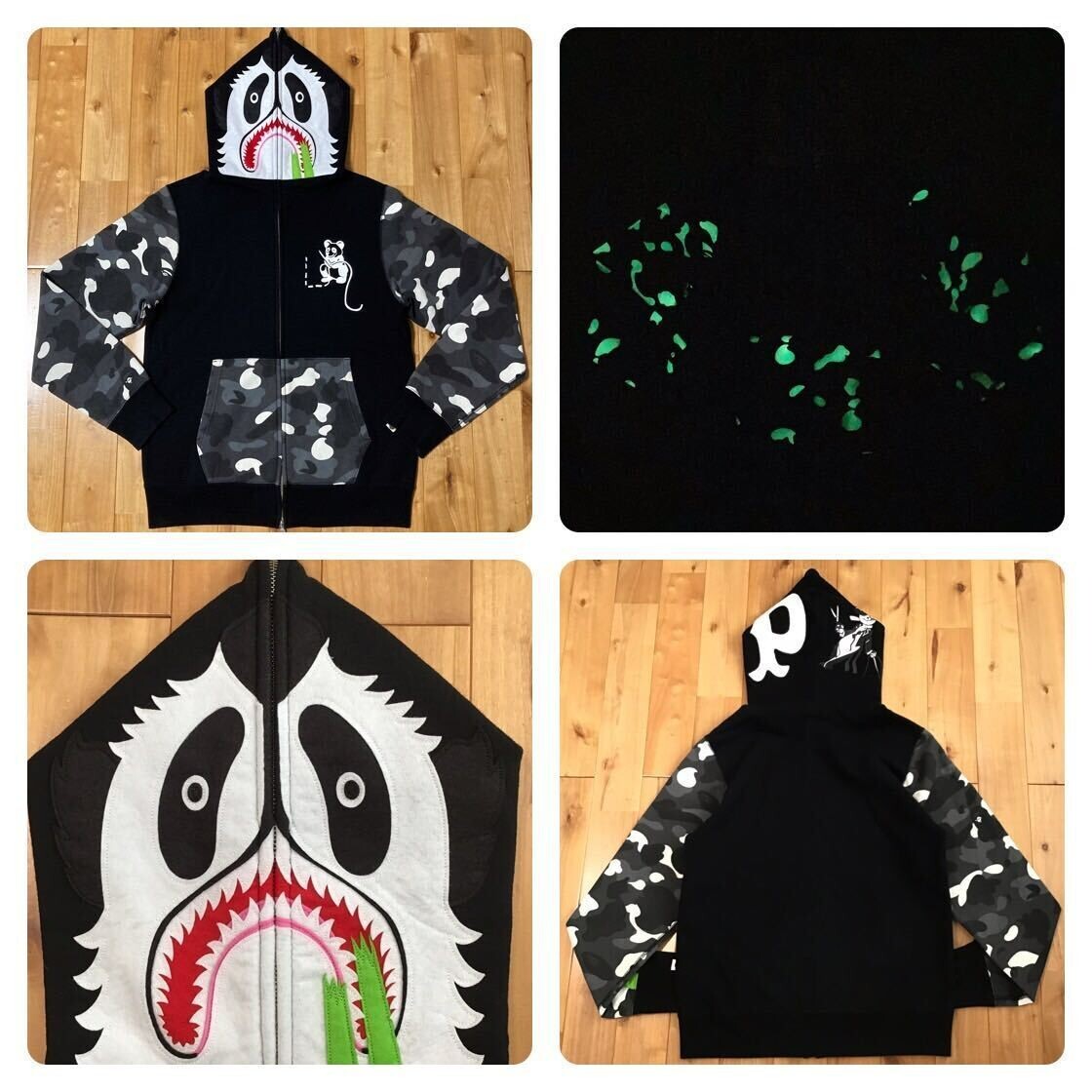 【希少】BAPE City Camo glow in the MA-1ジャケット Glow in the dark BAPE city camo hoodie jacket Black A