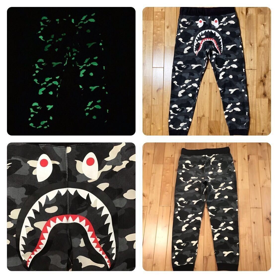 パンツ BAPE REFLECTIVE SHARK 2LAYER PANTS Glow in the dark BAPE City camo shark sweat pants Black A Bathing