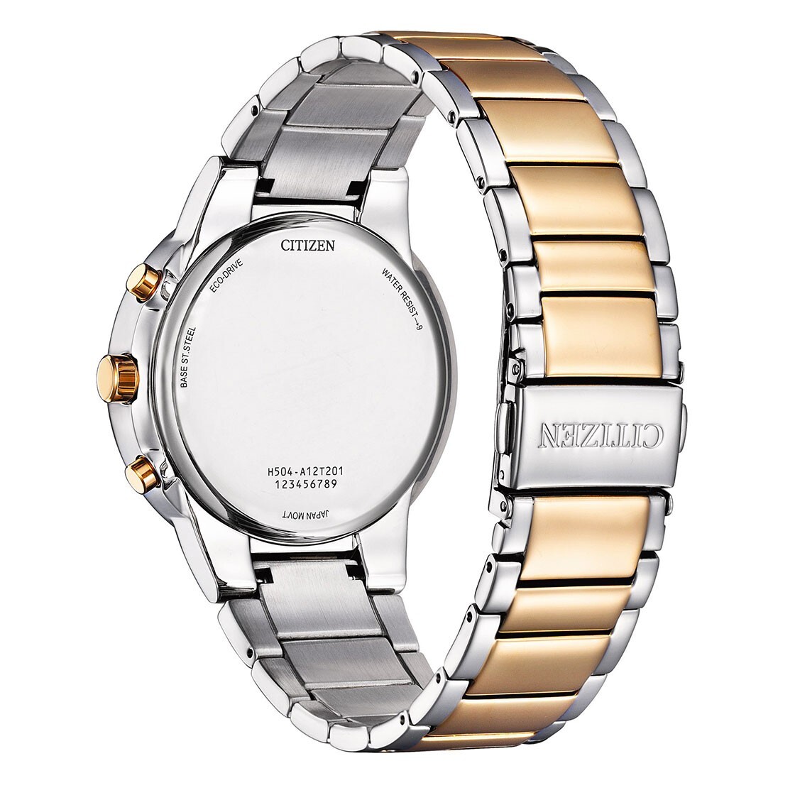 Pre-owned Citizen Eco-drive At2244-84l Blue Analog Two-tone Rose Gold Solar Men's Watch