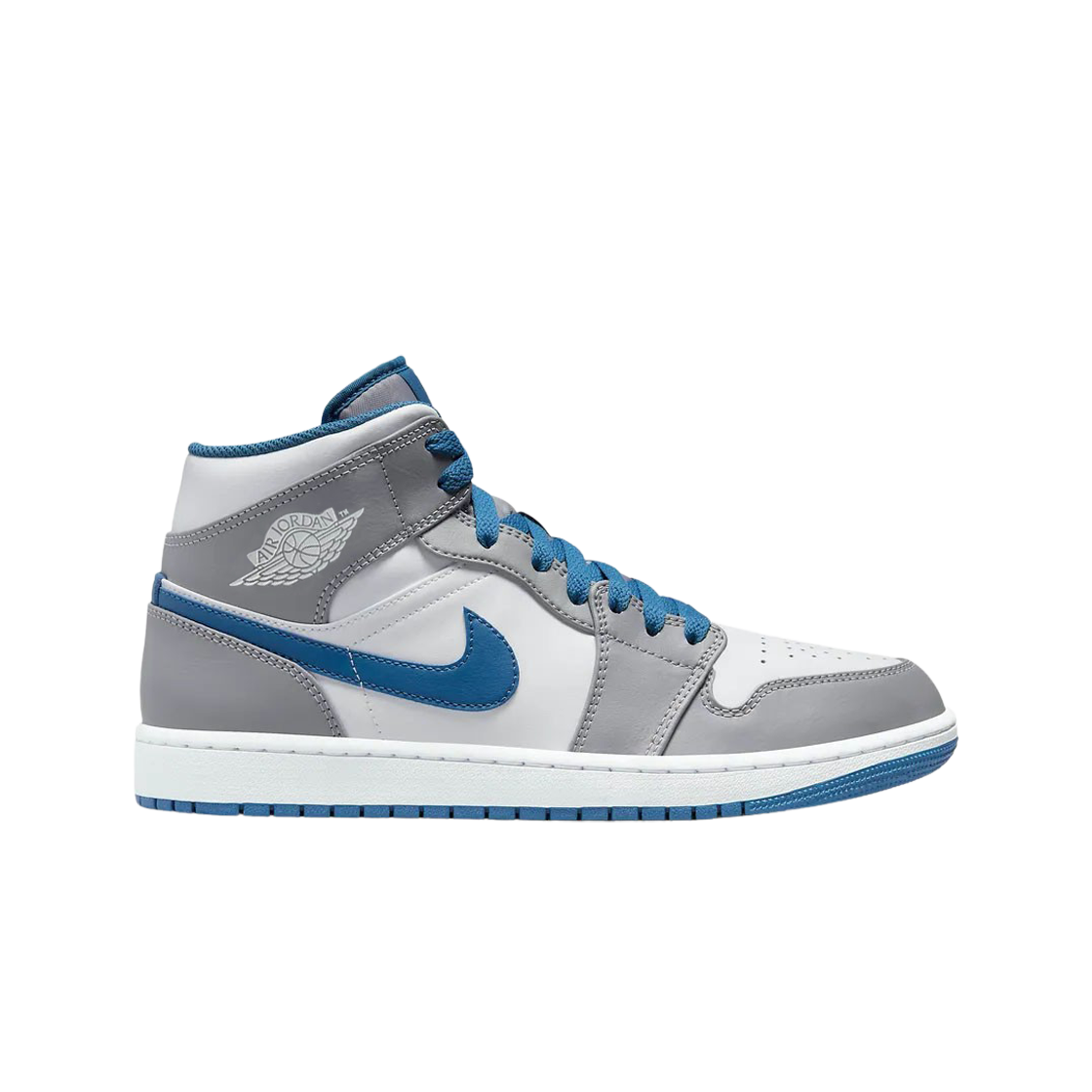 

Кроссовки Jordan 1 Mid Cement Grey True Blue DQ8426-014, Cement grey/white/true blue, Jordan 1 Mid Cement Grey True Blue