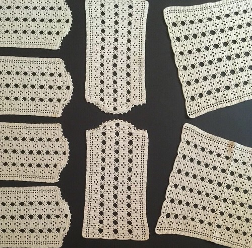 Antique Handmade Lace 8 Piece Table Place Mats In Light Brown Table Doilies